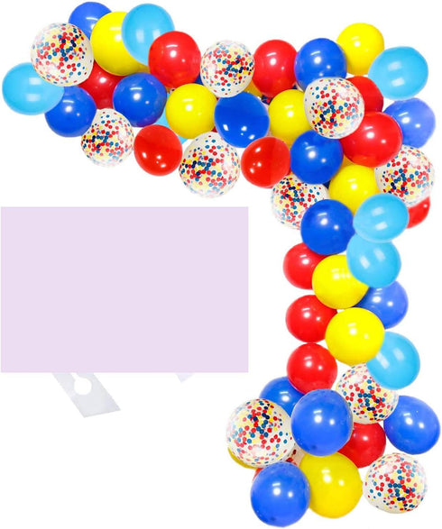 Paw Party Balloons 42 Pack, 12 Inch Red Yellow Royal Blue Latex Balloons with Confetti for Baby Shower Birthday