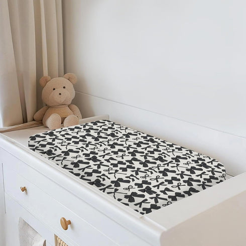 ZoUbqchY 32''16'' Black Bows Girls Changing Pad Covers for Baby Girl Boy Valentine Bows Fitted Change Table Covers Mats