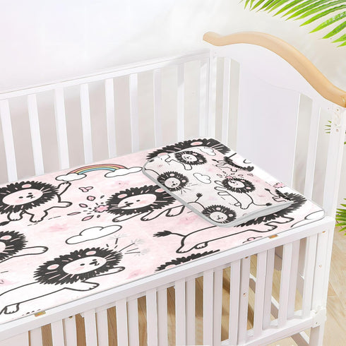 miaozhen 28 52 Inches Waterproof Cooling Baby Mattress x Washable Peach Cartoon Lion Cute Bed Pads for Baby Toddler