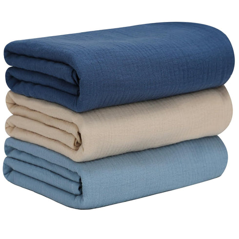 Chiowels Baby Muslin Swaddle Blankets for Boys and Girls, 3-Pack Soft and Breathable