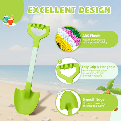 20 Summer Set 2 Pack Long Sand Beach Shovels for Kids Heavy Duty Plastic Sand Scoops Spades Toy Sandbox Garden Snow
