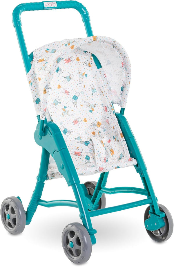 Corolle Baby Doll Stroller with Folding Canopy - Teal - Mon Premier Poupon Accessories Fit 12" Dolls for Kids Ages 18