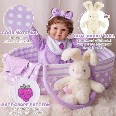 8 17-22 Inch BABESIDE Pcs Reborn Baby Doll Clothes with Bassinet for Babydolls, Reborn Baby Doll Accessories fit Dolls