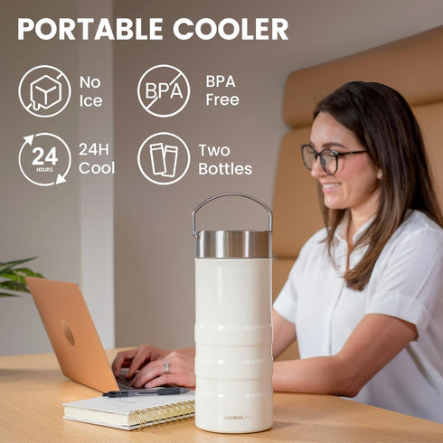 22oz 360 50F 24 2 Full-Day Cold-Chain Breastmilk Cooler, Double-Wall Vacuum Stainless Steel with Cooling, Keeps Milk