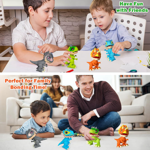 3 4 5 6 8 4-Pack Dinosaur Toys Gifts for Year Old Kids, Dinosaur Action Figures with Movable Joints & Realistic