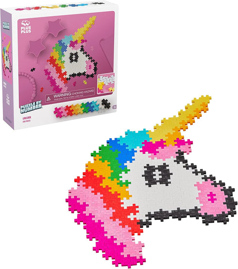 Plus Plus 250 Piece Unicorn Puzzle By Number - Interlocking Mini Puzzle Blocks Construction Building STEM Toy