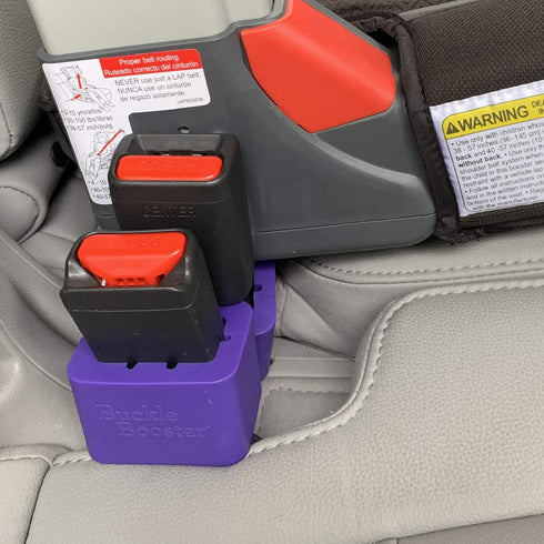 BPA Free Seat Belt Buckle Booster (2-Pack) - Raises Seat Belts for Easy Access, Free Sticker Set Gift