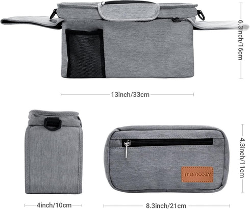 Momcozy Universal Stroller Organizer with Insulated Cup Holder Detachable Phone Bag & Shoulder Strap, Fits for Stroller