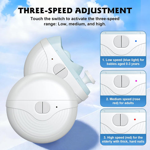generic 3 Trimmer Speeds Automatic Electric Nail Clipper Electric Nail with LED Light and Nail Scraps Storage