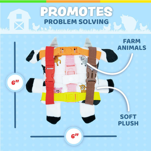 Buckle Toys - Bessie Cow, Learning Activity Toddler Plane Travel Essential Toy for Motor Skills Development
