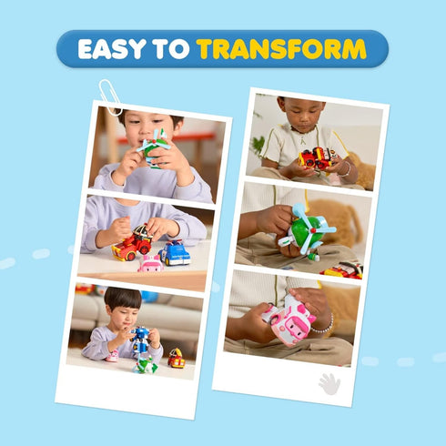 Robocar Poli Amber Transforming Robot, 4" Action Toy Figure, Emergency Vehicle Playset for Kids