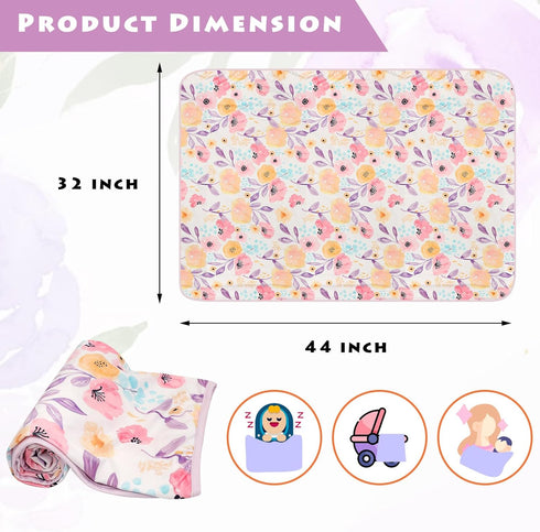 Hooyax Baby Blanket for Girls Boys, Jersey Knit Baby Swaddle Blanket, Double Layer Newborn Receiving Blanket, Soft Stretchy Nursery Blanket, 44 x 32 inch, Purple Flower by Hooyax