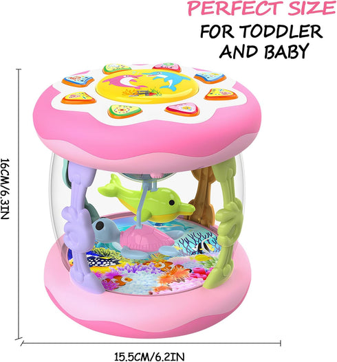 12 Tummy 12-18 1 2 3 Baby Girl Toys Months, Musical Rotating Light Up Infant Toys Time for Infant Months, Crawling