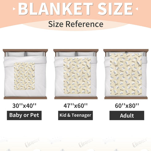 Dog(47"x60") Personalized Baby Blanket with Name, Custom Toddler Blanket for Girls Boys, Double Layer Flannel Receiving