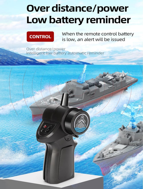 2.4GHz 055 HC-803 Remote Control Warship RC Military Battleship, Remote Control Boat for Lakes and Rivers, RC Armed