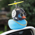 wonuu Rubber Duck Toy Car Decoration, Blue Duck Dashboard Ornaments with Cool Glasses & Propeller Helmet