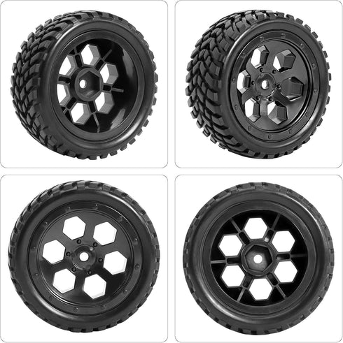 RC Station 12mm Hex RC Wheels and Tires for Hyper Go H16BM H14BM, 1/14 1/16 with Foam Inserts