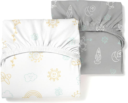 Luvberries Guava Lotus Travel Crib Sheets (Set of 2) 100% Organic Cotton Fitted