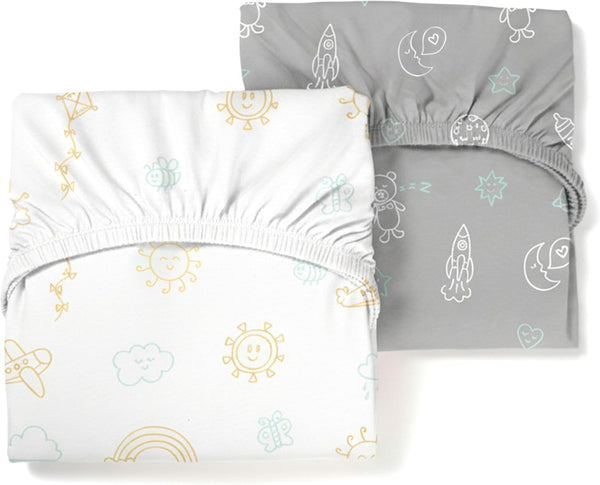 Luvberries Guava Lotus Travel Crib Sheets (Set of 2) 100% Organic Cotton Fitted