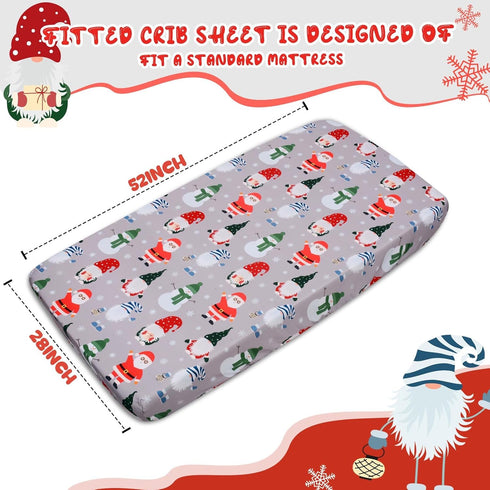 Cozy 52x28 inches Christmas Crib Sheets Boy, Baby Sheets Fitted Crib Christmas Sheets Breathable Fits Standard Size