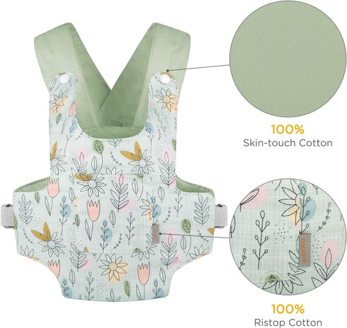 GAGAKU Baby Doll Carrier Accessory with Adjustable Straps for Kids – Green (Sunflower)