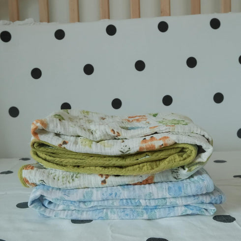 100% Quilt,Nursery,Tummy 47x47in Muslin Baby Blanket Cotton,Large Reversible Receiving Quilt for Boy Girl,Baby Blanket