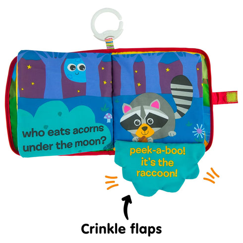 Lamaze Peek-A-Boo Forest Soft Baby Book, Clip-On Cloth Book for Sensory Play, 6 Months and Up
