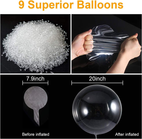 GameXcel LED Light Up Balloons, 20 Inch, 6 Pack Clear Bobo Balloons with 10ft Red LED String Lights