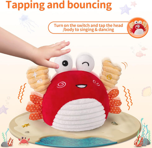 0-6 100+ 1 2 3 nicknack Baby Toys Months Crawling Dancing Bouncing Musical Learning Plush Crab,Interactive Songs Toy