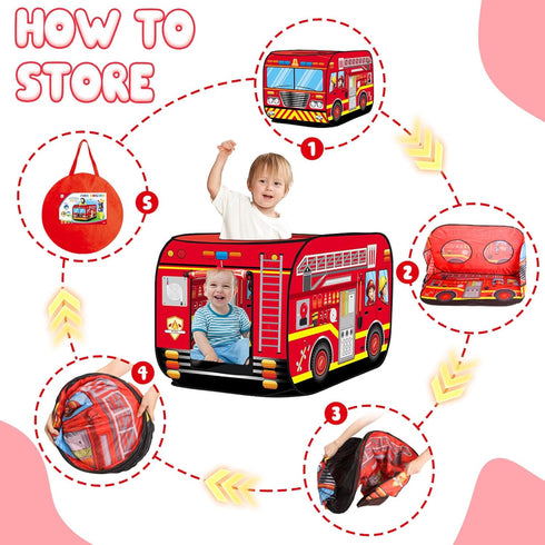 3, 3 4 5 3+ Dolanus Fire Truck Play Tent Pop up for Kids Age Playhouse Toys for Kid Years Old Toddlers Boys Girls
