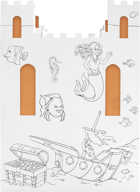 Easy Playhouse Sand Castle, Kids Art & Craft for Indoor & Outdoor Fun, Decorate & Personalize Cardboard