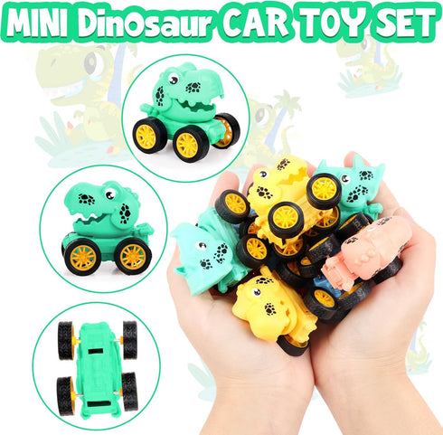 20 Pack 4-8 Dinosaur Pull Back Car for Classroom Prizes, Party Favors for Kids Toddlers Years Old, Bulk Pull Back Car