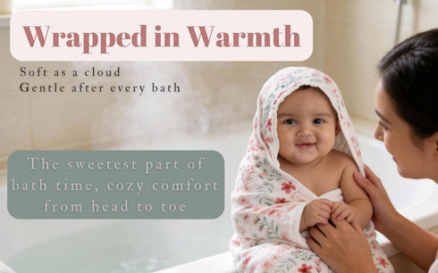 2 Pack Set 35x35 Inches 35" 35" (90x90 cm)) Hooded Baby Towel Ultra Soft Absorbent Muslin Cotton Bath Towels