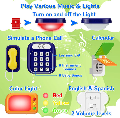 MFEESYOB 1 12-18 1-3, 1+ Montessori Toys for Year Old Boy Girl, Musical Montessori Busy Board for Month Age