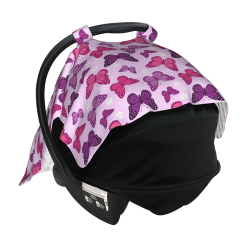 Mcewoel Butterfly Car Seat Canopy Cover for Baby, Nursing Cover for Newborn, Pink Butterfly Baby Girl Stuff Stroller