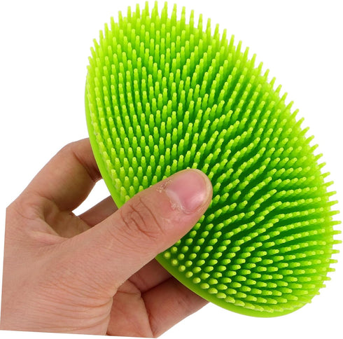 ibasenice Silicone Bath Scrubber and Hair Comb for Newborns Soft Bristles Scalp for Gentle Cleaning Ergonomic Handle