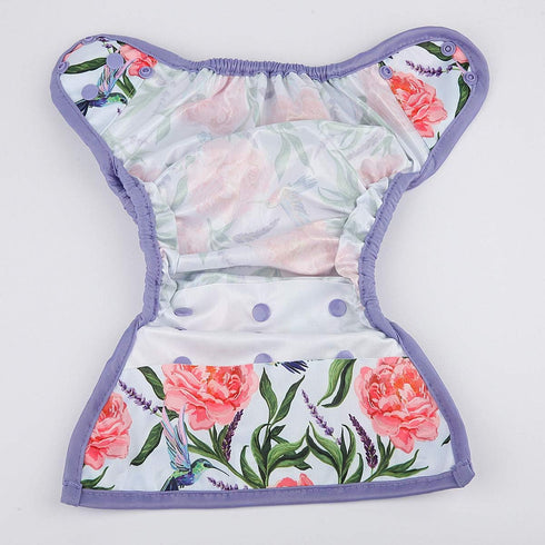 Hibaby Gusset (Hummingbirds) One Size Cloth Diaper Cover Snap With Double