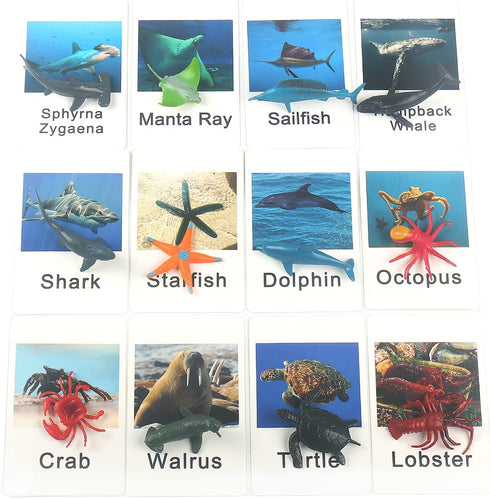 MEROCO Montessori Animal Match Game Cards - Marine Animal Matching Montessori Language Materials for Toddlers Preschool