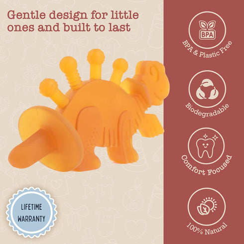 Bambeado Dibly Baby Teething Toy - Made with Natural Rubber & Amber Elements - Gentle Support, Easy to Hold, Simple