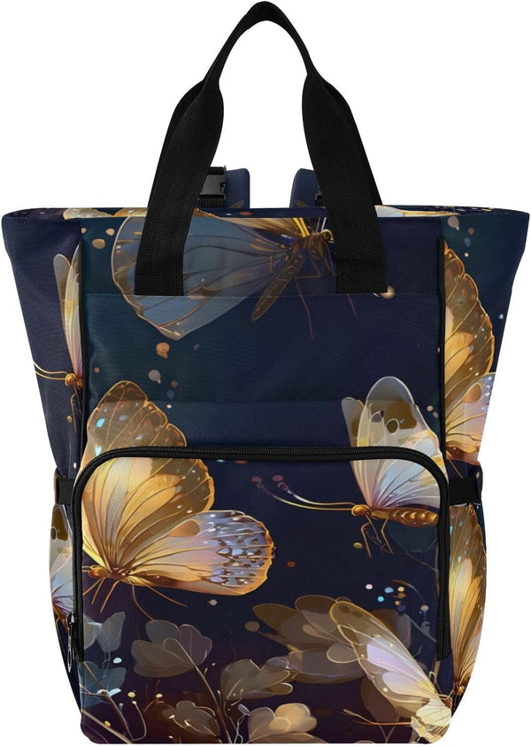 SUABO Baby Diaper Bag Backpack Glowing Butterflies and Plants Large Bag Waterproof Travel