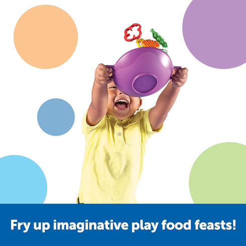 Set, 17 Set, 18 Learning Resources New Sprouts Stir Fry Play Food Toy Wok, Pretend Play Toys for Toddlers, Kitchen