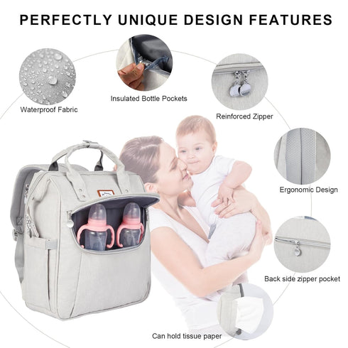 OMBRAT Backpack, Backpack, Diaper Bag with Diaper Changing Table Foldable Diaper Pad, Lightweight Large Capacity