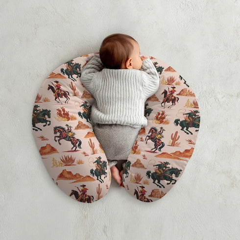 Cstdyfrv Western Cowboy Nursing Pillow Covers Vintage Cowboy Cactus Desert Removable Breastfeeding Slipcover Wild West