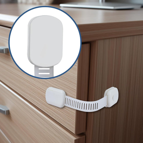 Child Proof Cabinet Locks - 4 Pack Baby Proofing with 3M Adhesives for Refrigerator, Oven, Cupboards