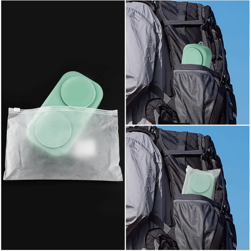 4pcs Travel Suction Plate Set for Baby, Portable Silicone Divided Bowls with Utensils for Toddler, Green