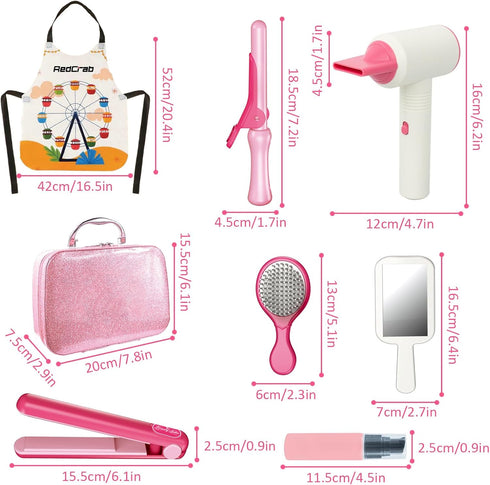 Set, 3-8 RedCrab Kids Beauty Salon Toy Girls Salon Hair Stylist Pretend Makeup Kit Includes Kids Hair Dryer, Comb