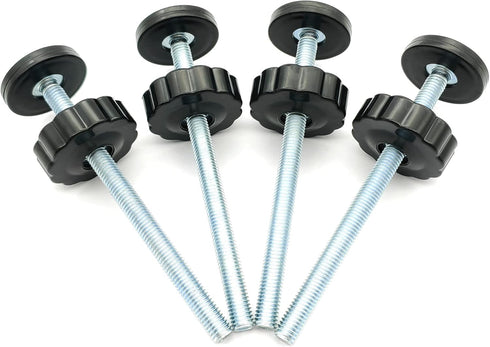 Baby Gate Extender - 4 Pack Baby and Pet Safety Stair Gate Threaded Spindle Rods with Wall Protector (Round-Black)