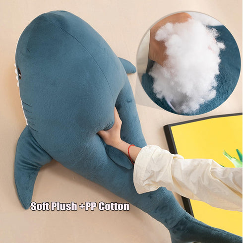 Giant Blue Shark Plush Pillow, Soft Toy Stuffed Animal Pillow for Comfortable Sleeping, 100cm/39.37inch.