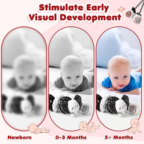 0-6 URMYWO Spiral Car Seat Toys for Babies Months, Black and White Baby Toys, High Contrast Baby Toys for Newborn
