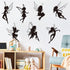 Black Fairy Girls Room Wall Decal, Cute Fairy with Large Wings Silhouette Stickers for Baby Nursery Kids Bedroom Decor